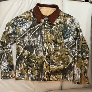 Portland Gear reversible Camouflage Button-Up Jacket with Brown Collar